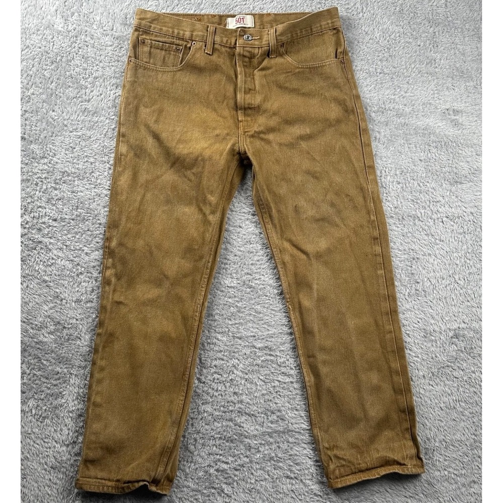 Levi's 501 Mens Brown Straight Leg Button Fly Jeans 38x30
